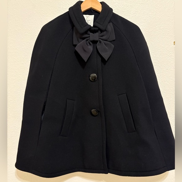 kate spade Jackets & Blazers - Kate Spade Black Wool Cape with Bow Accent